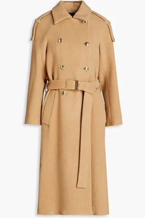 Maje Double-breasted wool-blend felt coat - Neutral