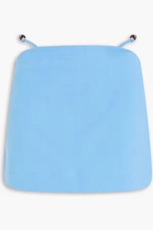 Ganni Bead-embellished cotton mini skirt - Blue
