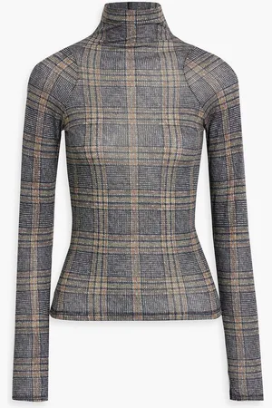 RAG&BONE Shaw checked cotton and modal-blend jersey turtleneck top