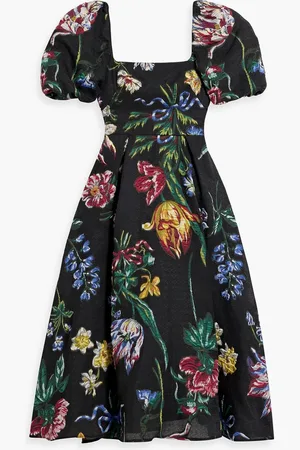 Marchesa Notte Brocade midi dress