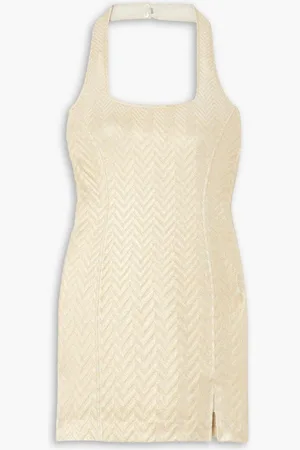 Missoni Metallic cotton-blend jacquard halterneck mini dress - Metallic