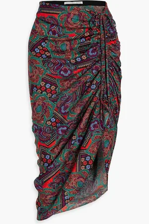 VERONICA BEARD Ari paisley-print silk-blend jacquard midi skirt - Burgundy