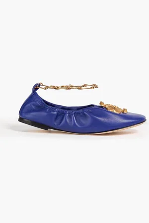 Tory Burch Embellished leather ballet flats - Blue