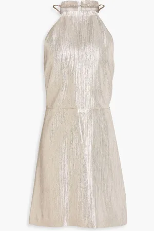 Maje Chain-embellished lamé mini dress - Metallic