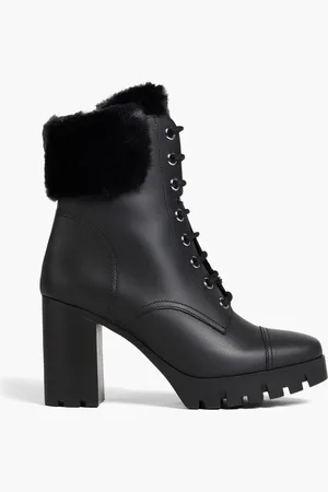 Giuseppe Zanotti Moyra faux fur-trimmed leather ankle boots