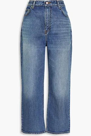 Ganni Cropped faded straight-leg jeans - Blue