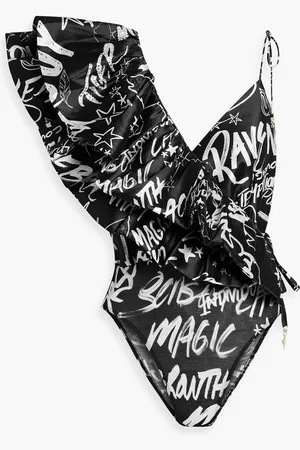 Camilla Embellished printed satin and stretch-modal bodysuit