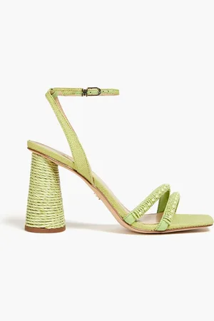 Sam Edelman Kia bead-embellished faux raffia sandals - Green