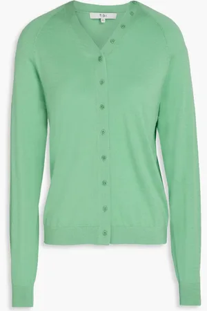 tibi Wool, cashmere and silk-blend cardigan - Green