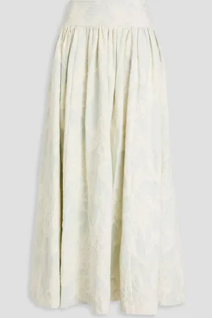 ZIMMERMANN Denim-jacquard maxi skirt - White