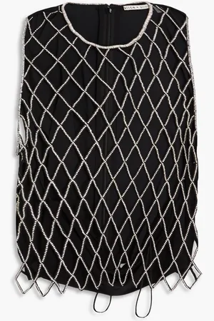 ALICE+OLIVIA Alice Olivia - Crystal-embellished open-knit chiffon top