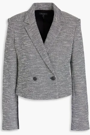 RAG&BONE Josie cropped double-breasted cotton-blend bouclé-tweed blazer - Blue