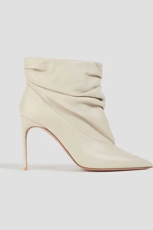 MALONE SOULIERS Frances ruched leather ankle boots - White