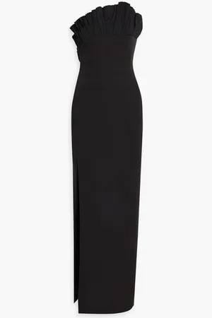 Marchesa Notte Pleated poplin-paneled stretch-jersey maxi dress