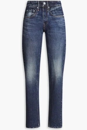 RAG&BONE Miramar denim effect-print French cotton-terry track pants - Blue
