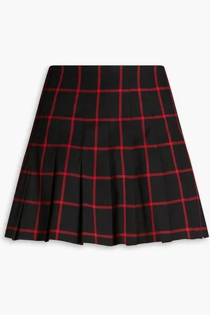 ALICE+OLIVIA Alice Olivia - Carter pleated checked twill mini skirt