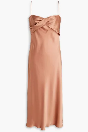 Alberta Ferretti Twisted satin-crepe midi slip dress - Pink