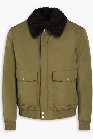 Dunhill Aviator shearling-trimmed cotton and silk-blend bomber jacket - Green