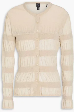 AUTUMN CASHMERE Shirred cotton cardigan - Neutral
