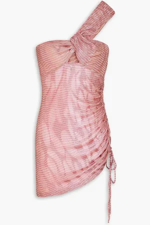 Missoni Mare one-shoulder metallic crochet-knit mini dress - Pink