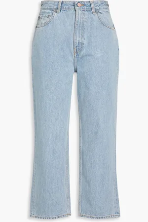 Ganni Cropped high-rise straight-leg jeans - Blue