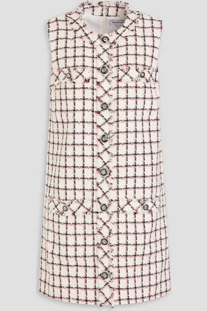 VERONICA BEARD Laurel checked cotton-blend tweed mini dress - White