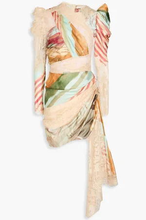 ZIMMERMANN Draped corded lace and silk-satin mini dress