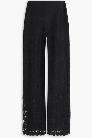 Maje Crocheted lace-paneled jacquard-knit wide-leg pants