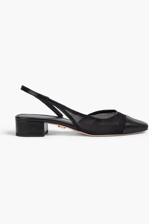 VERONICA BEARD Cecile leather-trimmed mesh slingback flats