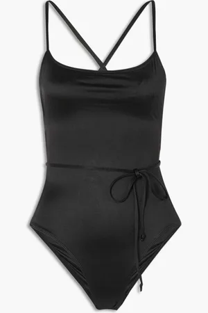 GOOD AMERICAN Vacay belted stretch-satin swimsuit