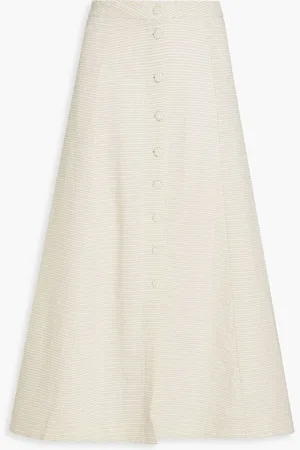 Casa Raki Rosalia cotton-seersucker midi skirt - Neutral