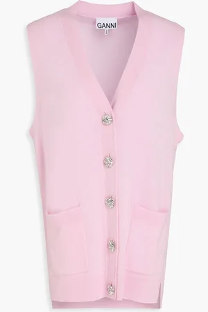 Ganni Merino wool and cashmere-blend cardigan - Pink