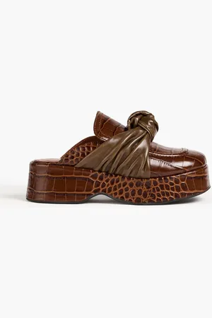 REJINA PYO Knot croc-effect leather platform mules