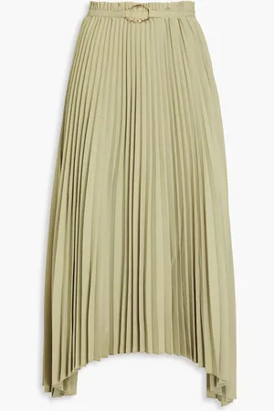 REJINA PYO Dilan embellished pleated crepe midi skirt - Green