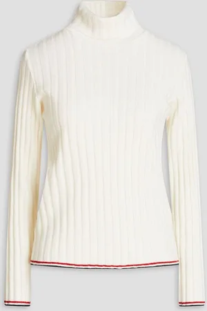 Thom Browne Ribbed cashmere turtleneck sweater - White