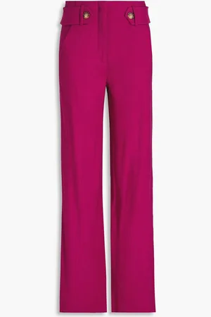 VERONICA BEARD Sunny linen-blend twill wide-leg pants - Purple