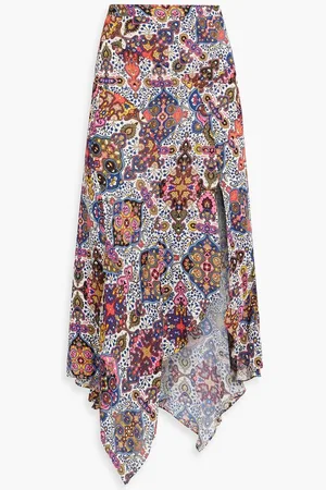VERONICA BEARD Mac paisley-print crepe midi skirt - Blue