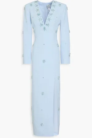 HUISHAN ZHANG Aurore crystal-embellished crepe gown - Blue