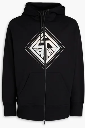 Emporio Armani Printed cotton-fleece hoodie
