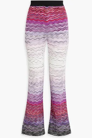 Missoni Crochet-knit cotton-blend flared pants - Purple