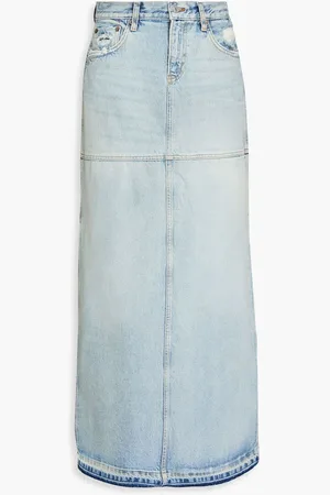 RE/DONE Distressed denim maxi skirt - Blue