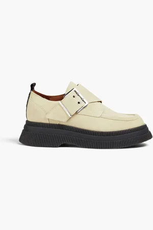 Ganni Buckled suede loafers - Green