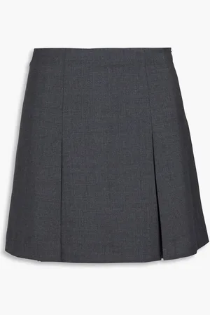 Claudie Pierlot Sarah pleated wool-blend crepe mini skirt - Gray