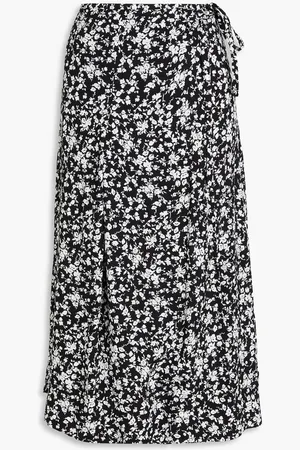 Ganni Floral-print crepe midi skirt