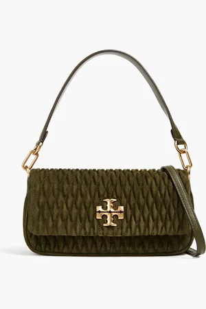 Tory Burch Kira quilted suede shoulder bag - Green
