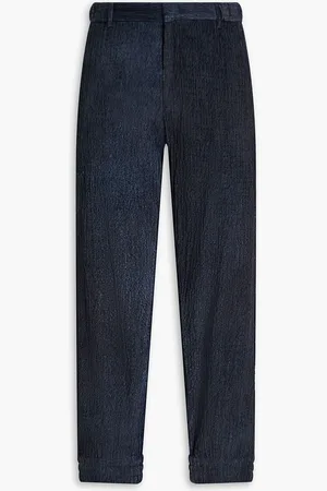 Emporio Armani Tapered cotton-blend corduroy pants - Blue