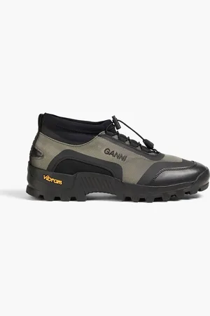 Ganni Faux leather-trimmed neoprene sneakers - Green