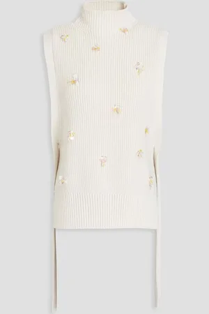 3.1 Phillip Lim Embellished lace-up ribbed cotton-blend vest - Blue