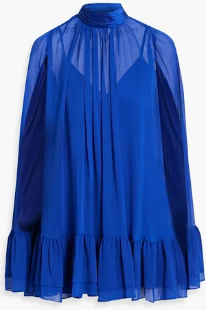 ALICE+OLIVIA Alice Olivia - Zenon cape-effect georgette mini dress - Blue