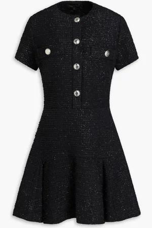 Maje Metallic cotton-blend bouclé-tweed mini dress